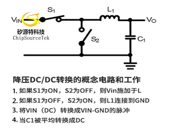 Working principle of step-down switching regulator